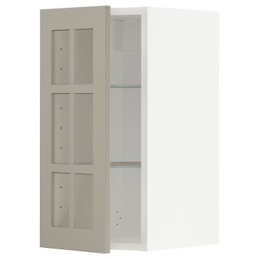 METOD, стенен шкаф с рафтове/стъкл врата, 994.638.45