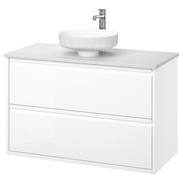 ÄNGSJÖN/LERSJÖN, шкаф за мивка+чекмеджета/мивка/смесител, 995.712.94