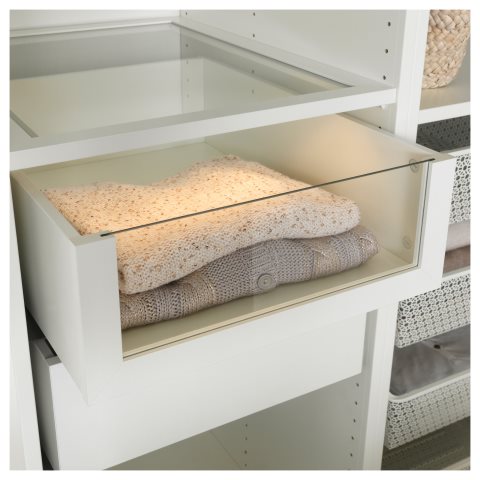 KOMPLEMENT, чекмедже със стъклено чело, 50x58 см, бяло, 702.466.83 - IKEA България KOMPLEMENT, чекмедже със стъклено чело, 50x58 см, бяло, 702.466.83
