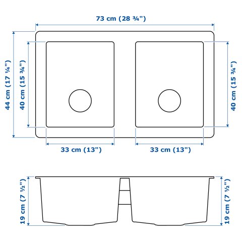 NORRSJON, мивка за вграждане, 2 корита, 703.151.67 - IKEA България NORRSJON, мивка за вграждане, 2 корита, 703.151.67
