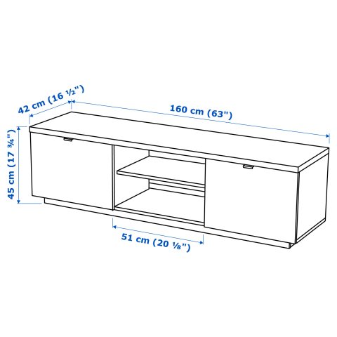 BYAS, TV шкаф, 160x42x45 см, гланц бяло, 802.277.97 - IKEA България BYAS, TV шкаф, 160x42x45 см, гланц бяло, 802.277.97