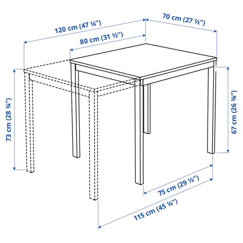 VANGSTA, разтегателна маса за трапезария, 003.751.26 - IKEA България VANGSTA, разтегателна маса за трапезария, 003.751.26
