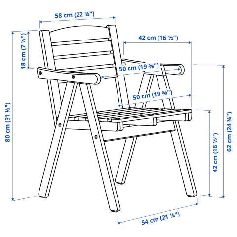 FALHOLMEN, градинско кресло с подлакътници, 503.130.94 - IKEA България FALHOLMEN, градинско кресло с подлакътници, 503.130.94