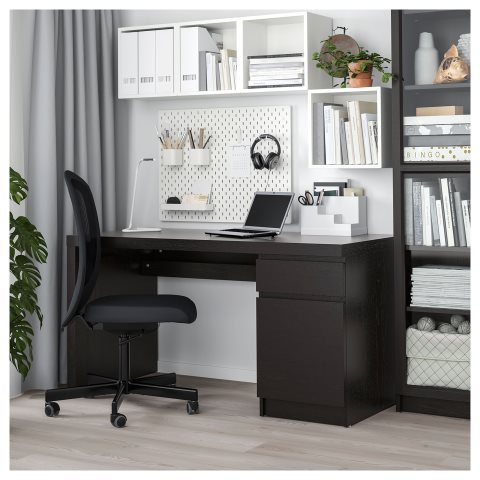 MALM, бюро 140x65см, черно-кафяво, 002.141.57 - IKEA България MALM, бюро 140x65см, черно-кафяво, 002.141.57