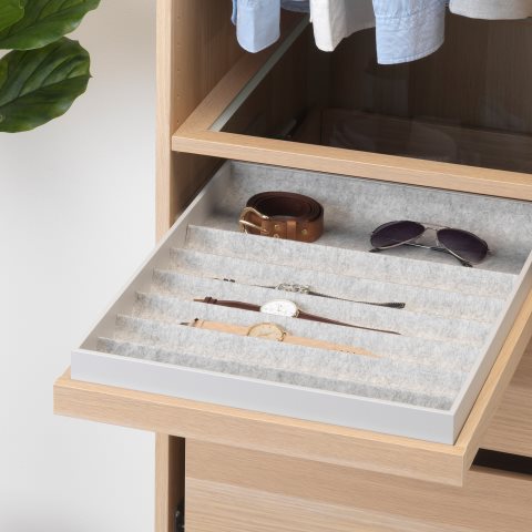 KOMPLEMENT, подвижна поставка, 50x58 см, цвят избелен дъб, 002.463.56 - IKEA България KOMPLEMENT, подвижна поставка, 50x58 см, цвят избелен дъб, 002.463.56
