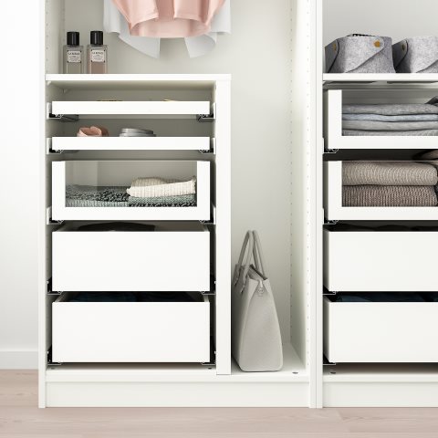 KOMPLEMENT, чекмедже със стъклено чело, 75x58 см, бяло, 102.466.95 - IKEA България KOMPLEMENT, чекмедже със стъклено чело, 75x58 см, бяло, 102.466.95