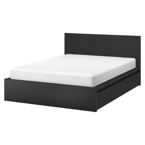MALM, високо легло+4 кутии за съхранение, 176x209 см, 190.024.38 - IKEA България MALM, високо легло+4 кутии за съхранение, 176x209 см, 190.024.38