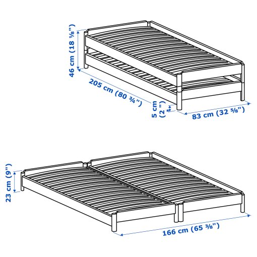 UTÅKER, стифиращо легло, 83x205 см, 003.604.84