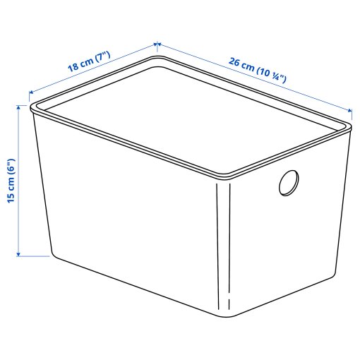 KUGGIS, кутия с капак, 18x26x15 см, 005.140.33