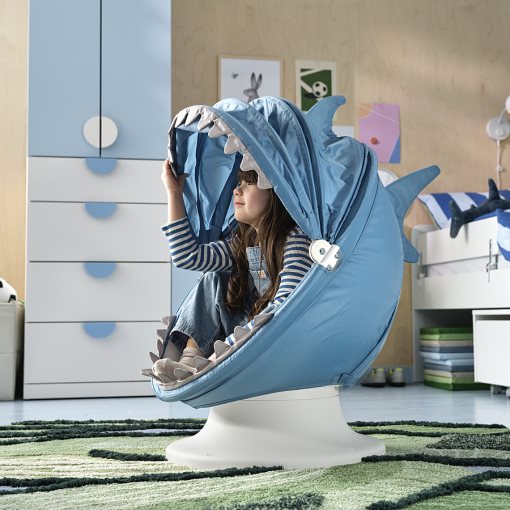 IKEA PS LÖMSK, калъф за детско въртящо се кресло, акула, 006.092.34