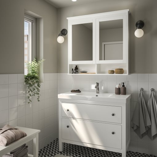 HEMNES/ORRSJON, Шкаф за мивка+чекм./мивка/смесител, 095.468.07
