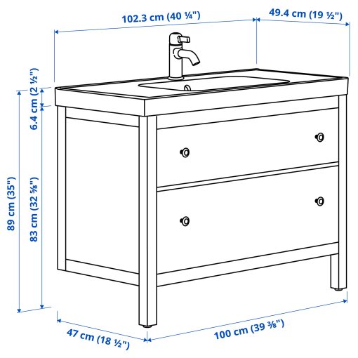 HEMNES/ORRSJON, Шкаф за мивка+чекм./мивка/смесител, 095.468.07