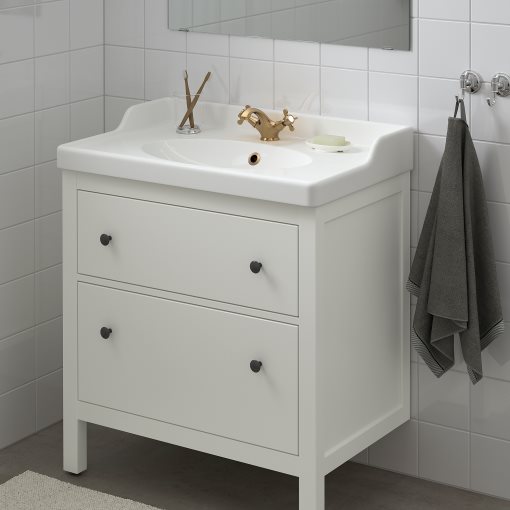 HEMNES/RUTSJON, шкаф за мивка + чекмеджета/мивка/смесител, 195.468.40