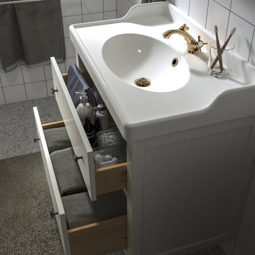HEMNES/RUTSJON, шкаф за мивка + чекмеджета/мивка/смесител, 195.468.40