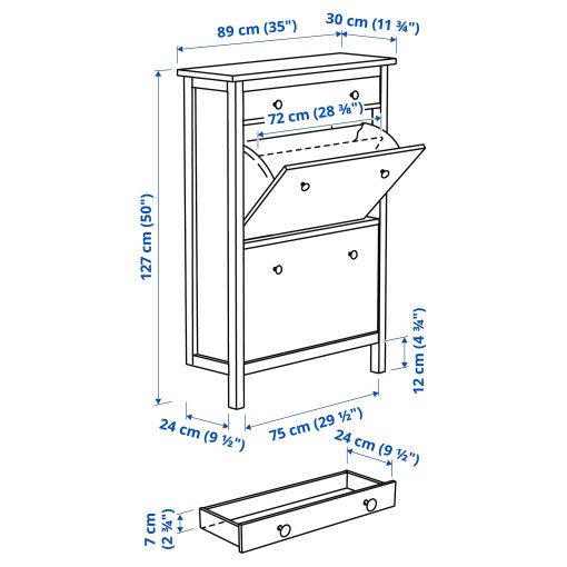 HEMNES, шкаф за обувки с 2 отделения, 201.695.59