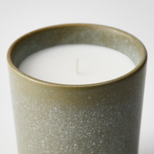 HEDERSAM, ароматна свещ в керамична чашка, Свежа трева, 50 ч, 205.024.25