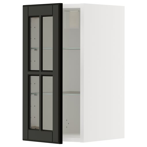 METOD, стенен шкаф с рафтове/стъкл. врата, 295.787.55