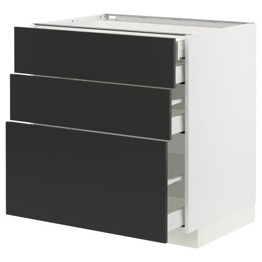 METOD/MAXIMERA, долен шкаф с 3 чела/2 ниски + 1 средно + 1 високо чекм., 394.988.81