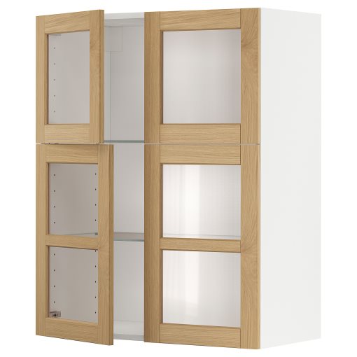METOD, стенен шкаф с рафтове/4 стъкл. врати, 395.093.61