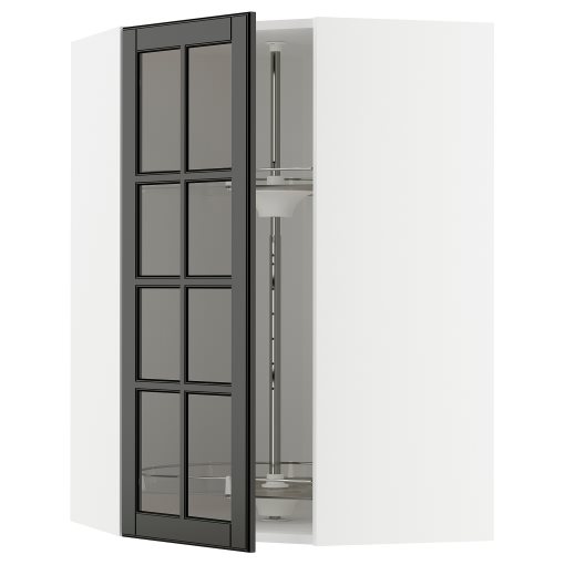 METOD, ъглов стенен шкаф + въртящ се механизъм/стъкл. вр., 395.788.54
