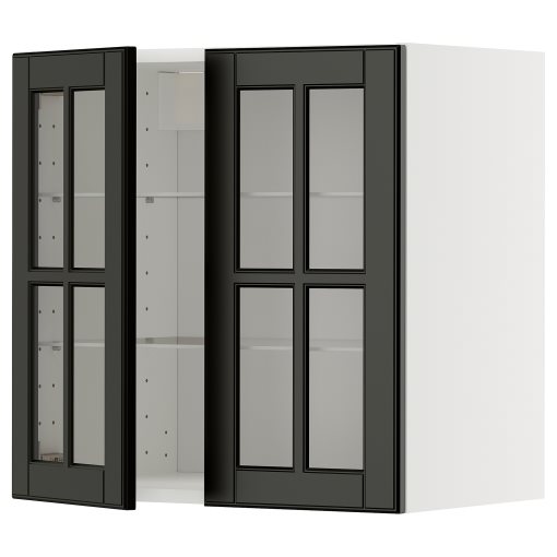 METOD, стенен шкаф с рафтове/2 стъкл. врати, 395.790.47