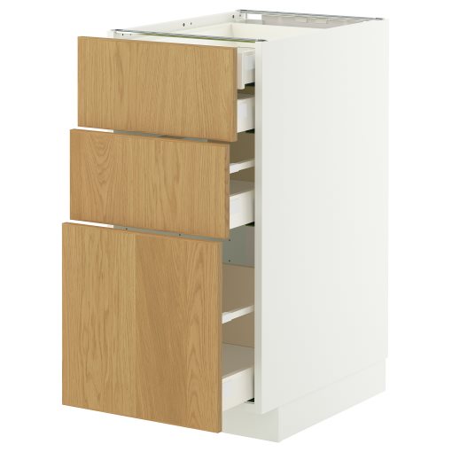 METOD/MAXIMERA, долен шкаф с 3 чела/2 ниски + 1 средно + 1 високо чекм., 396.008.50