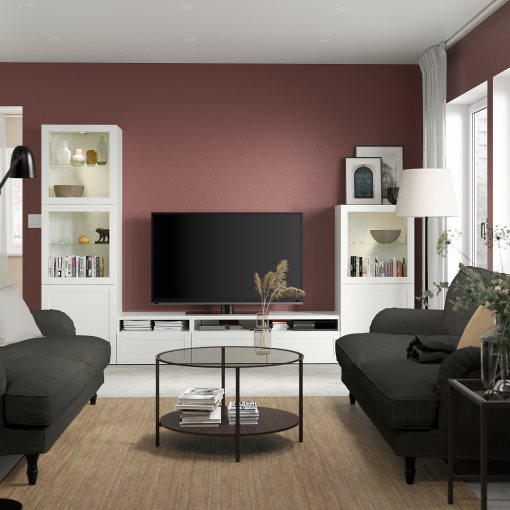 BESTÅ, TV секция със стъклени врати, 493.307.92