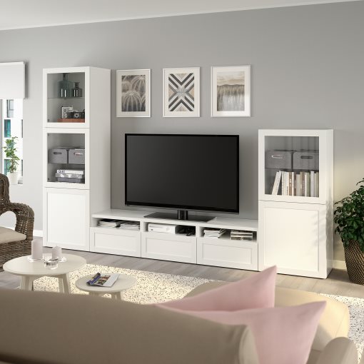 BESTÅ, TV секция със стъклени врати, 493.307.92