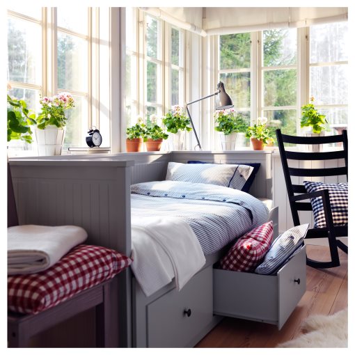 HEMNES, кушетка с 3 чекмеджета/2 матрака, AGOTNES твърд, 494.281.14