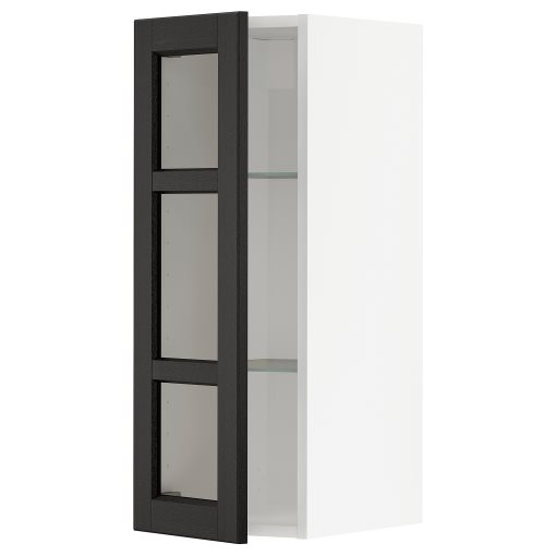 METOD, стенен шкаф с рафтове/стъкл врата, 494.670.87