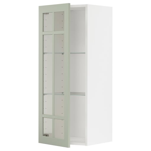 METOD, стенен шкаф с рафтове/стъкл. врата, 494.872.69