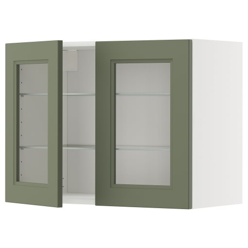 METOD, стенен шкаф с рафтове/2 стъклени врати, 495.180.96