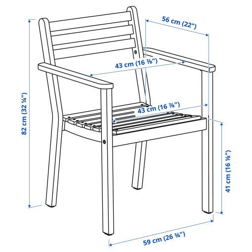ASKHOLMEN, градинска маса+4 стола с подлак., 495.302.96