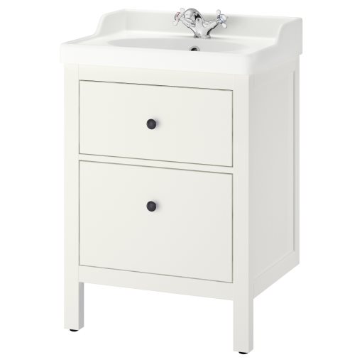 HEMNES/RUTSJON, шкаф за мивка + чекмедежта/мивка/смесител, 495.468.34