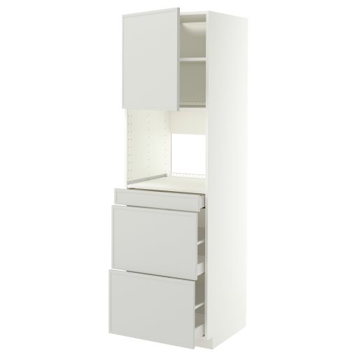 METOD/MAXIMERA, висок шкаф за комби микров., вр./3 чекм., 60x60x200 см, 496.054.99