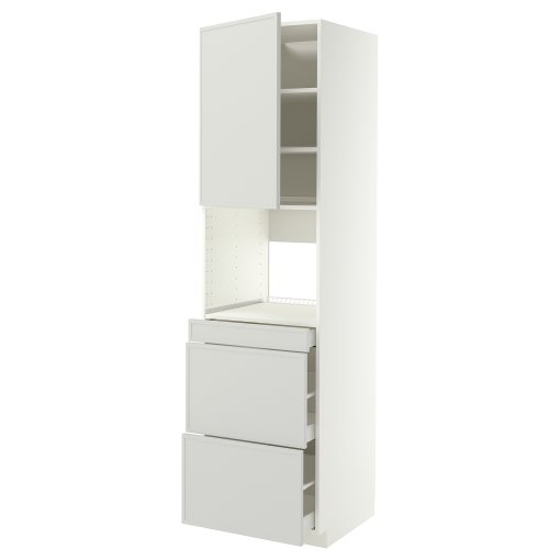 METOD/MAXIMERA, висок шкаф за комби микров., вр./3 чекм., 60x60x220 см, 496.056.92