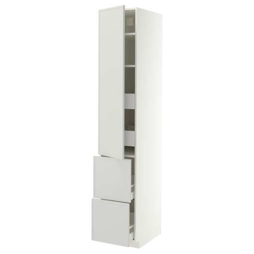 METOD/MAXIMERA, висок шкаф + рафтове/4 чекм./вр./2 чела, 40x60x220 см, 496.058.14