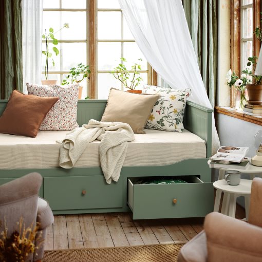 HEMNES, кушетка с 3 чекмеджета/2 матрака, 496.102.31