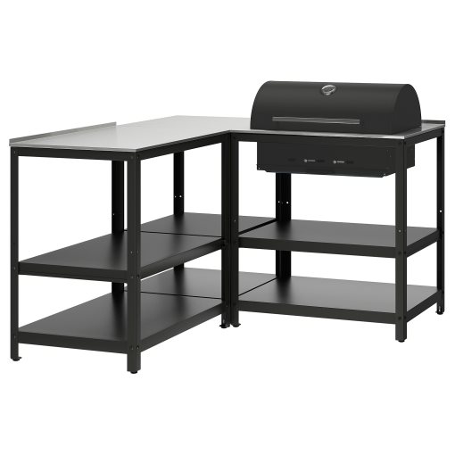 GRILLSKÄR, барбекю на въглища с кухненски о-в, употр. на открито, 147x147 см, 496.161.34