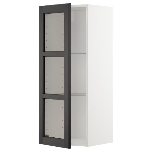 METOD, стенен шкаф с рафтове/стъкл врата, 594.591.38