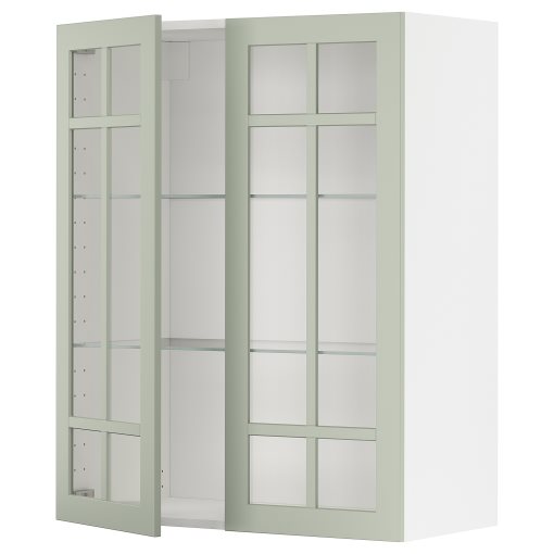 METOD, стенен шкаф с рафтове/2 стъкл. врати, 594.871.41
