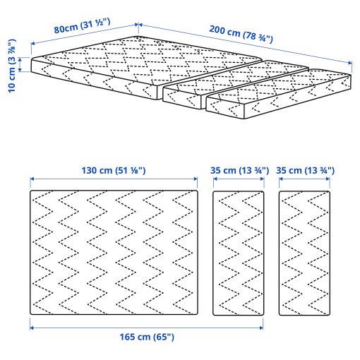 VIMSIG, матрак с пяна разтегателно легло, 80x200 см, 605.937.44