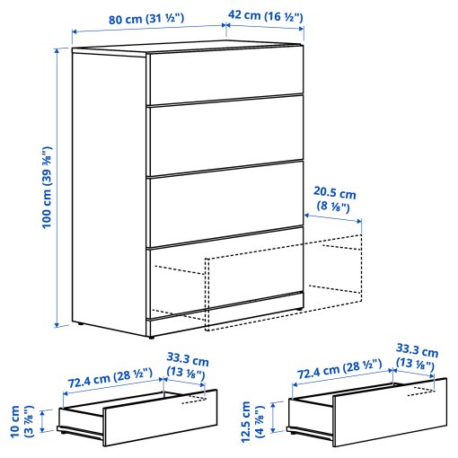 LASTARE, скрин с 4 чекмеджета, 80x42x100 см, 605.993.50