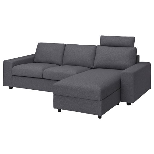 VIMLE, 3-местен диван с лежанка с подглавник с широки подлакътници, 694.012.98