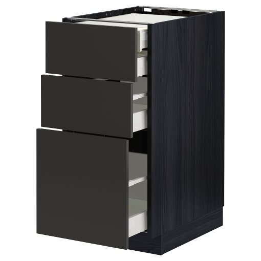METOD/MAXIMERA, долен шкаф с 3 чела/2 ниски + 1 средно + 1 високо чекм., 694.979.98