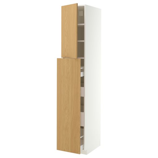 METOD/MAXIMERA, висок шкаф, изтегл. се функция, 1 врата/4 чекм./2 рафта, 40x60x220 см, 696.016.88