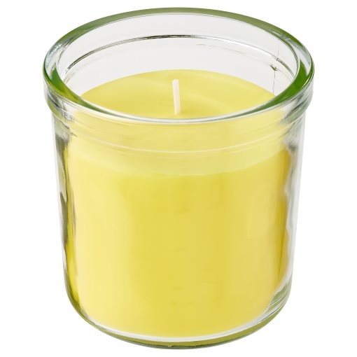 BLODHAGG, ароматна свещ в стъклена чашка, лимон и лимонена трева, 705.715.10