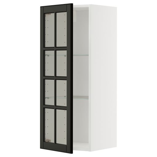 METOD, стенен шкаф с рафтове/стъкл. врата, 795.786.68