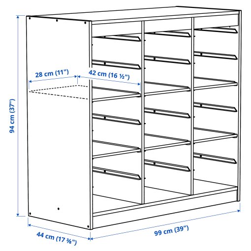 TROFAST, комбинация за съхранение с рафтове, 99x44x94 см, 796.131.53