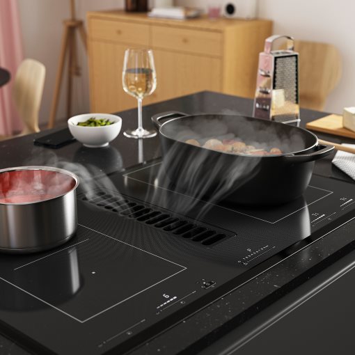 TÄCKNAN, индукц. котлон/вграден аспиратор, 83 см, IKEA 500, 806.072.88